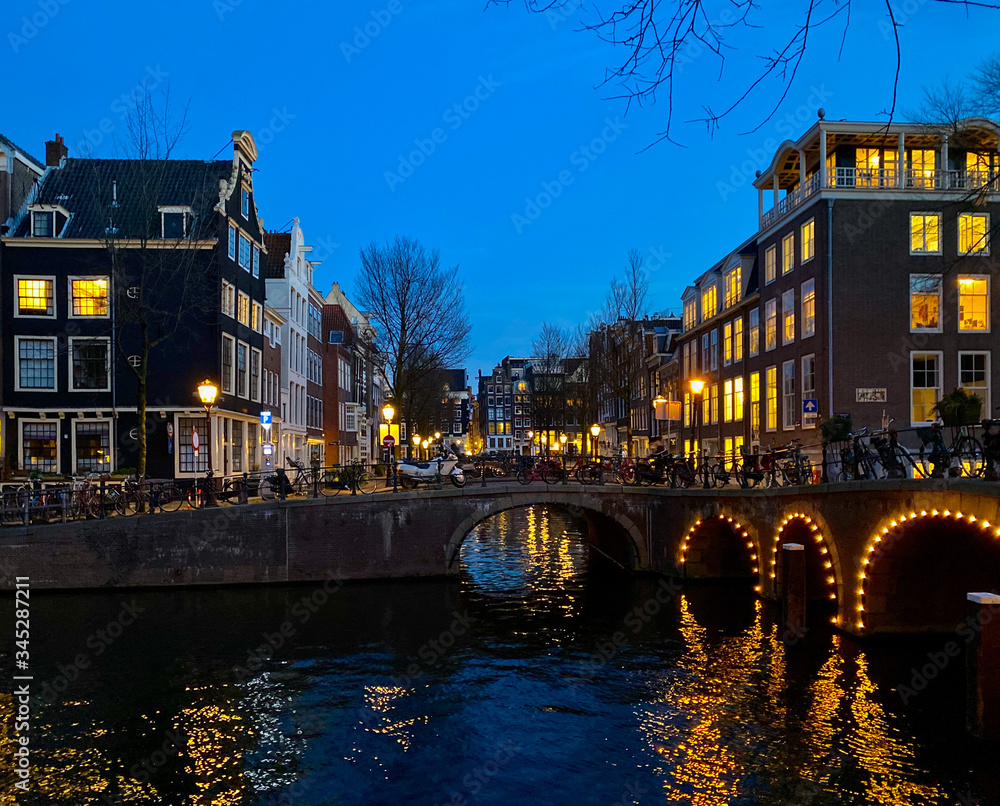 Naklejka premium Amsterdam The Netherlands historical city center and canals