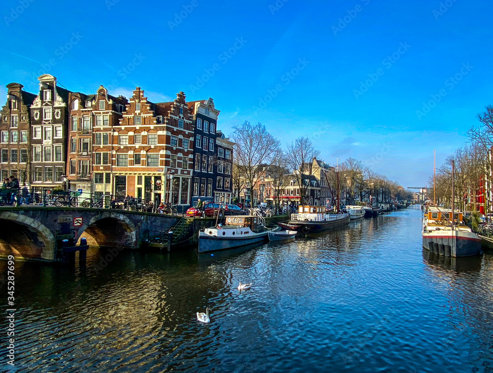 Amsterdam The Netherlands historical city center and canals