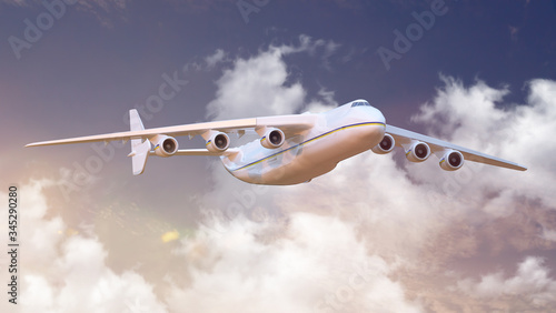 Aircraft AN-225. 3D render. Illustration. photo