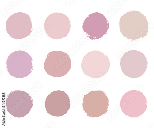 Round soft pastel pink brush stroke watercolor texture. Rose gold, nude circle washes. 
