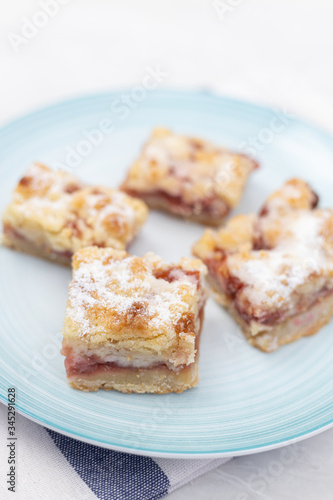 Sliced strawberry cake served on the plate