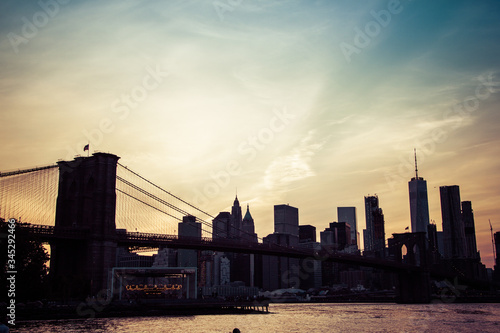 Brooklyn Bridge in the sunset