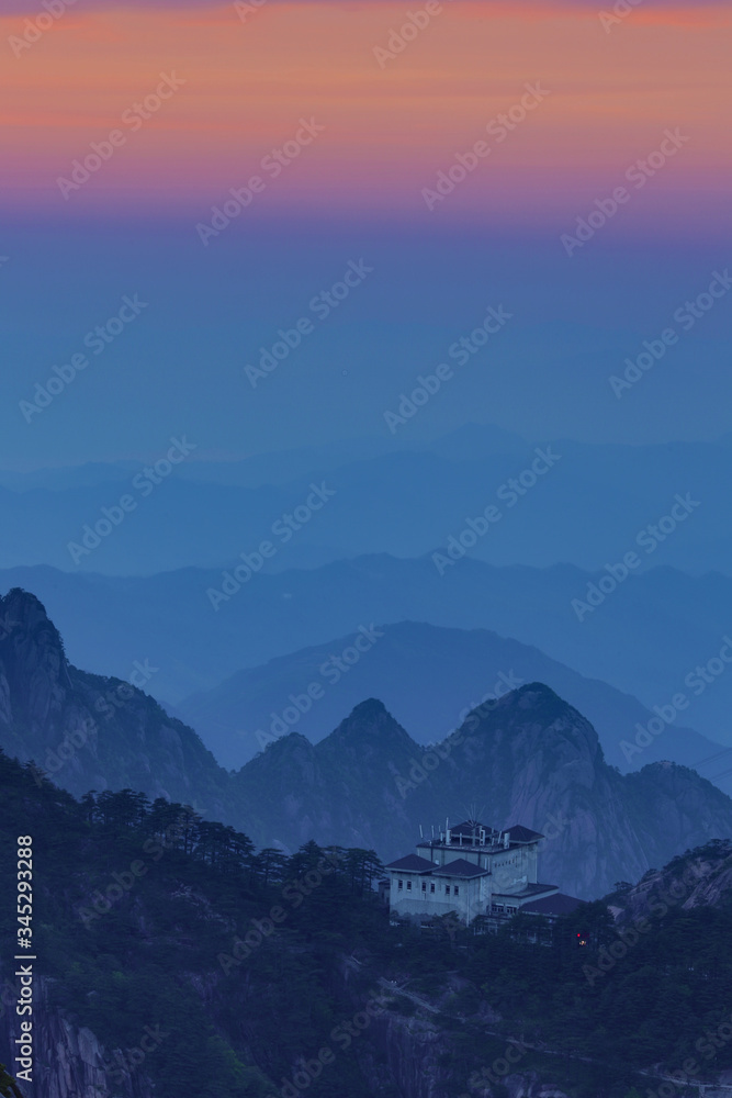 Huangshan mountain range or Yellow mountain in Anhui province, China