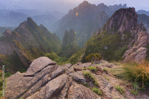 Huangshan mountain range or Yellow mountain in Anhui province, China