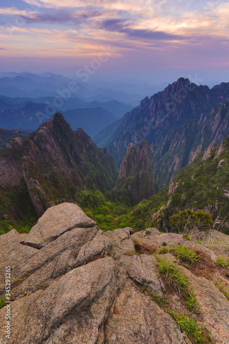 Huangshan mountain range or Yellow mountain in Anhui province, China