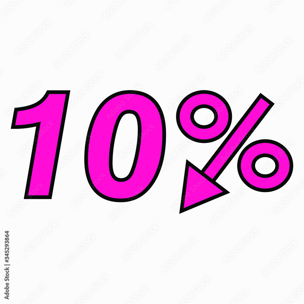 10 percent drop icon. Price drop. Interest rate reduction. Stock symbol. Discount. Markdown of goods. Bonus discount. Vector icon. 10 percent drop icon. Price drop. Interest rate reduction. Stock symbol. Discount. Markdown of goods. Bonus discount. Vector icon.