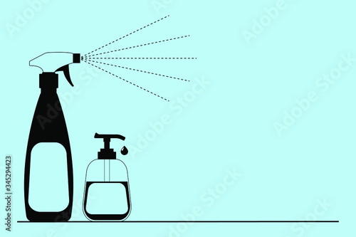 Glass Cleaner and soap  vector  isolated. Detergent for window and hands with copy space