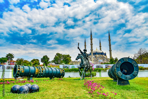 Edirne is a gateway of Turkey opening to western world in Thrace, the first stopover for newcomers from Europe. view from uc serefeli mosque in Edirne. photo