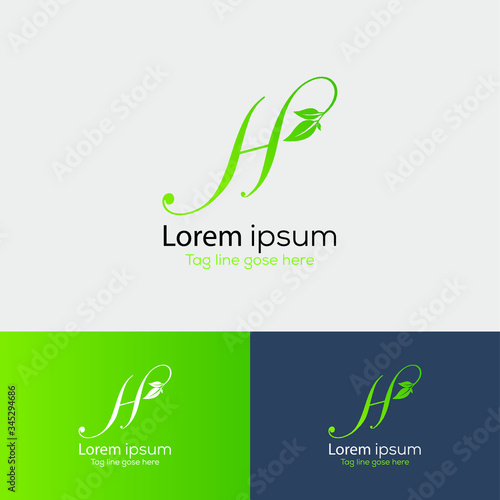 h letter with leaf vector template design  © FAZLERABBI