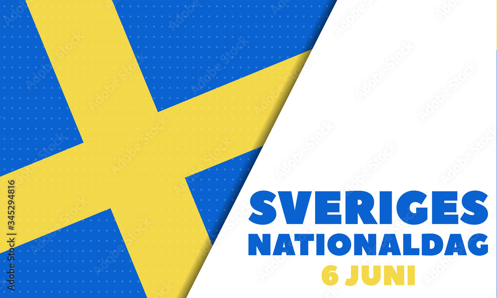 Sveriges Nationaldag. Translation- National Day of Sweden. June 6. Elements National Concept. Greeting, Card Poster, Web Banner Design Sveriges Nationaldag. Translation- National Day of Sweden. June 6. Elements National Concept. Greeting, Card Poster, Web Banner Design