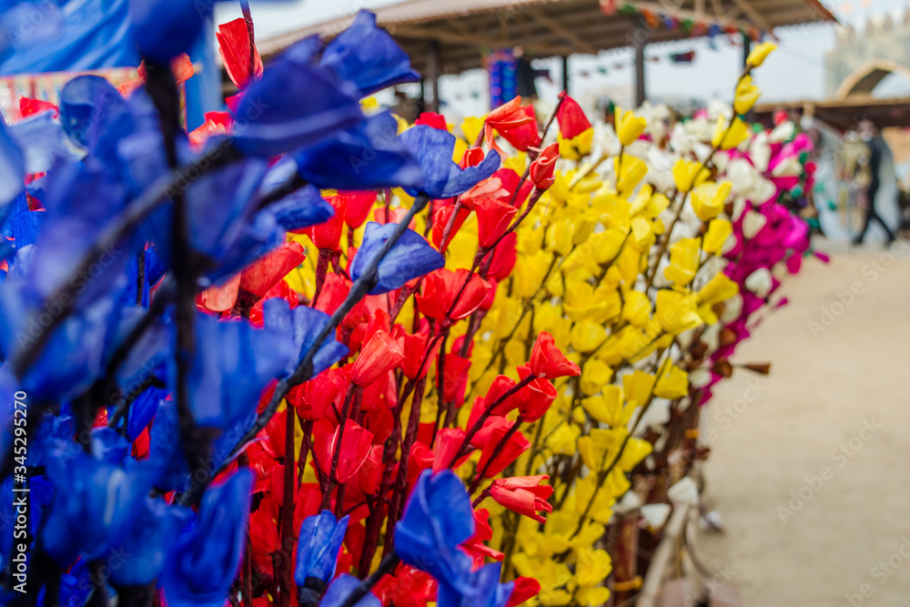 Colorful paper flowers from Surajkund handicraft fair
