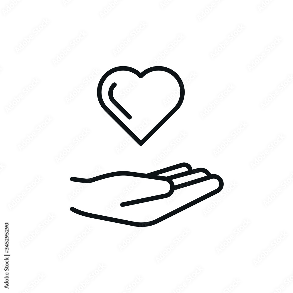 Minimal line Donate love Icon - Hand holding a heart - vector Minimal line Donate love Icon - Hand holding a heart - vector