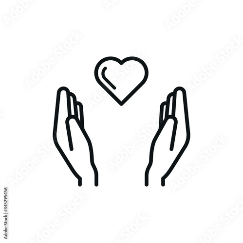 Donate love Icon - Prasing Hands holding a heart - vector