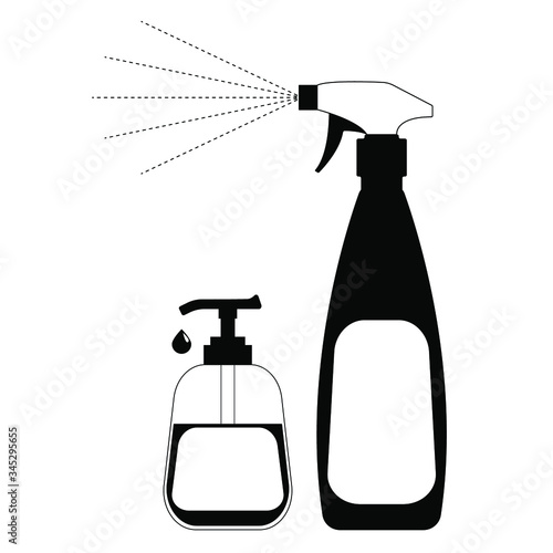 Glass washing liquid and soap icon, isolated on a white background. Vector stock illustration.