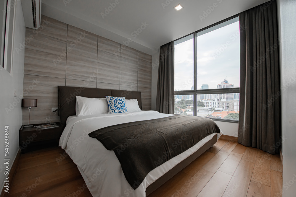 White bedroom interior ,cozy space