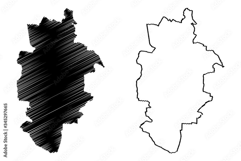 Zabrze City (Republic of Poland, Silesian Voivodeship) map vector illustration, scribble sketch City of Zabrze map