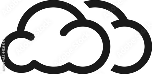 Black Flat Weather Forecast Icon for Cloudy
