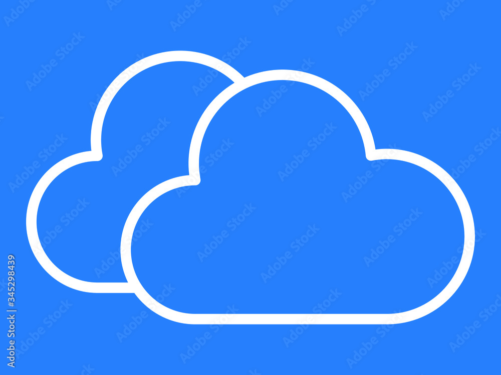 White Simple on Blue Background Flat Weather Forecast Icon for Heavy Clouds White Simple on Blue Background Flat Weather Forecast Icon for Heavy Clouds