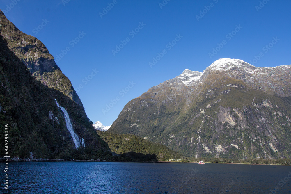 Mountains in Lake New Zealand Milford South