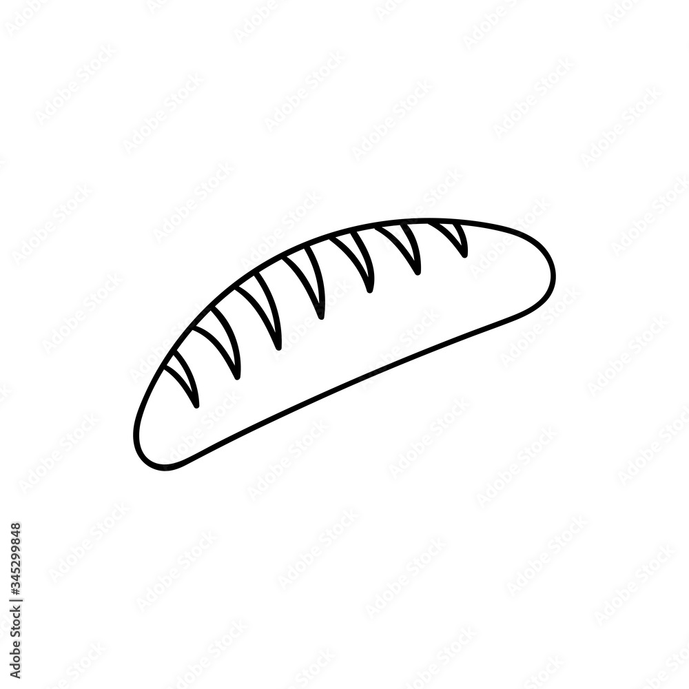 Vector doodle long loaf. hand illustration isolated on white background. Vector doodle long loaf. hand illustration isolated on white background.