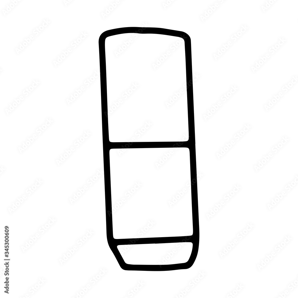 Eraser on an isolated white background. Black hand draw outline. Back to school, office. Vector illustration. Eraser on an isolated white background. Black hand draw outline. Back to school, office. Vector illustration.