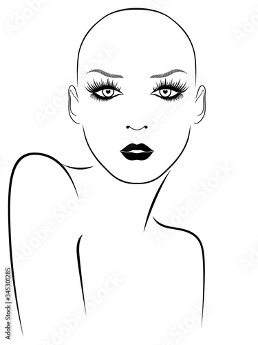 Face of attractive hairless woman