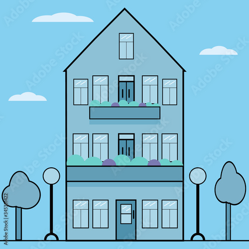 House on a blue background.