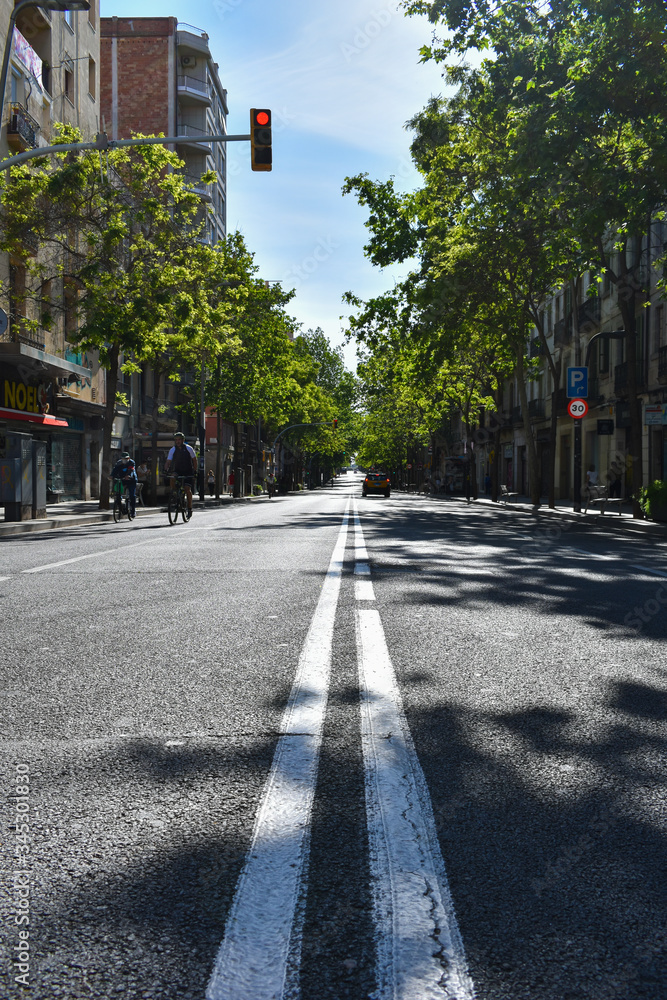 Empty streets during quarantine in Barcelona, ​​Spain due to corona virus