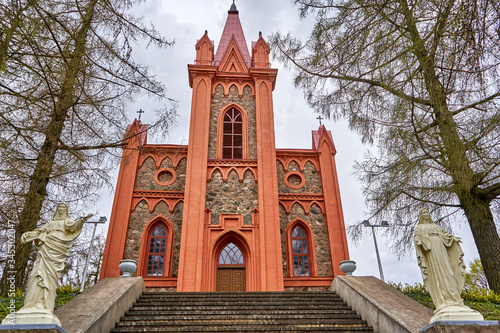 Old church with nice sculpture on both sides