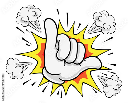 A shaka hang loose surf or gamer skilled hand gesture sign cartoon symbol icon
