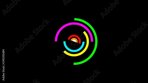 4K animation Multi colored Circles Radial Wipe transition, transparent background to suit all your projects.