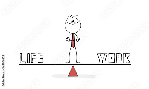 Life or work. Vector stickman cartoon character illustration.