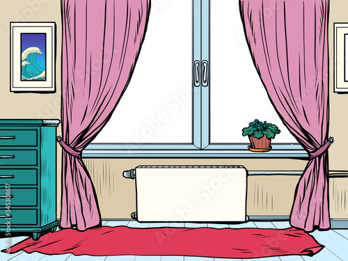 background apartment interior, room with window