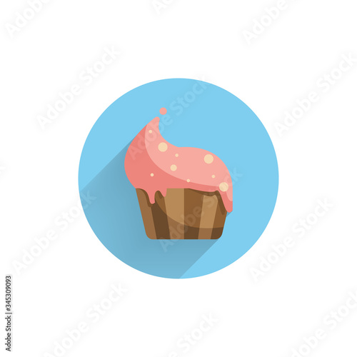 cupcake colorful flat icon with long shadow. cupcake flat icon