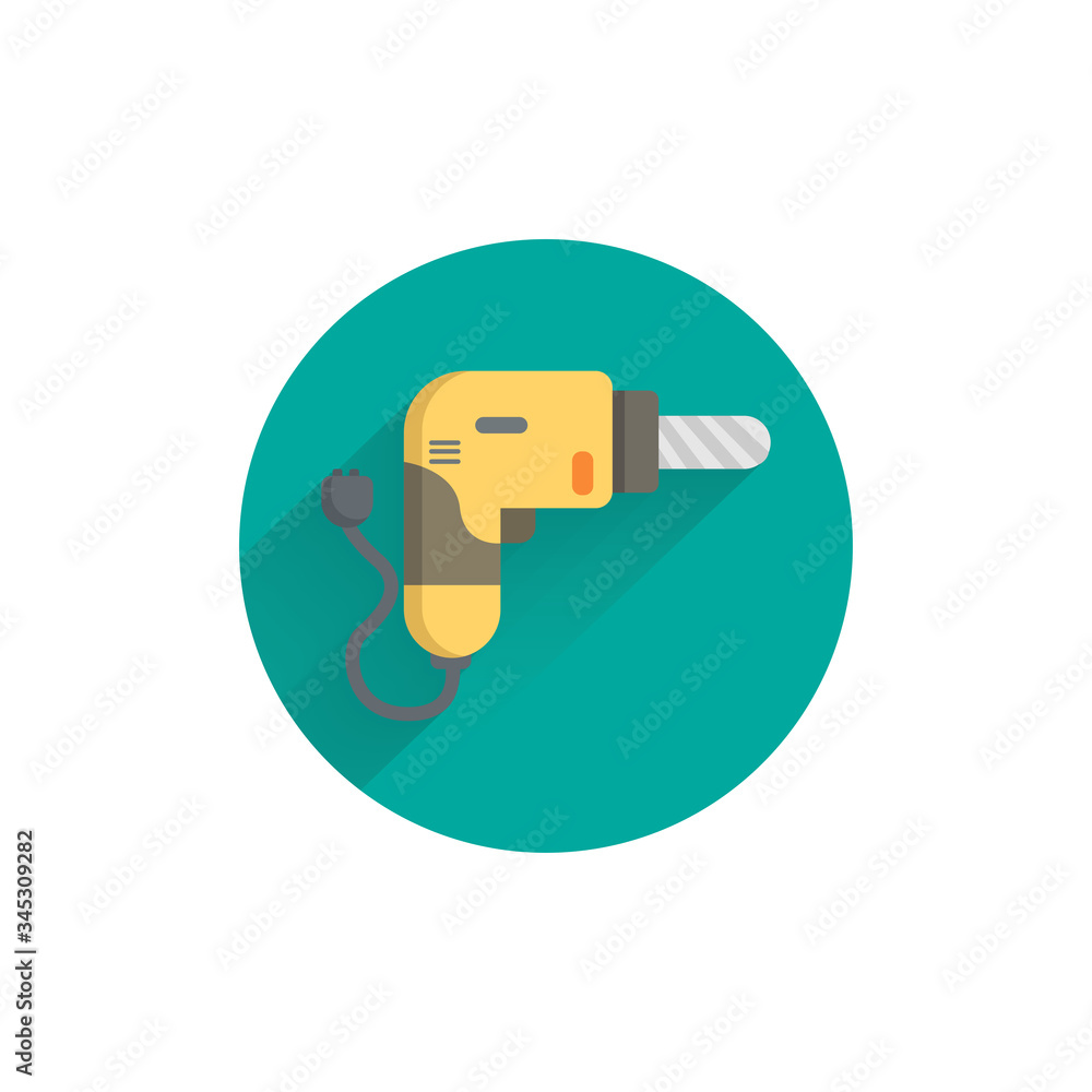 drill colorful flat icon with long shadow. drill tool flat icon drill colorful flat icon with long shadow. drill tool flat icon