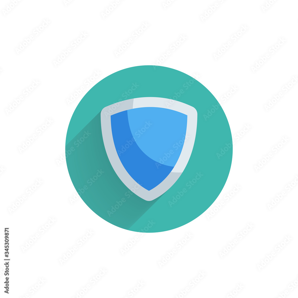 Shield colorful flat icon with long shadow. protection Shield flat icon Shield colorful flat icon with long shadow. protection Shield flat icon