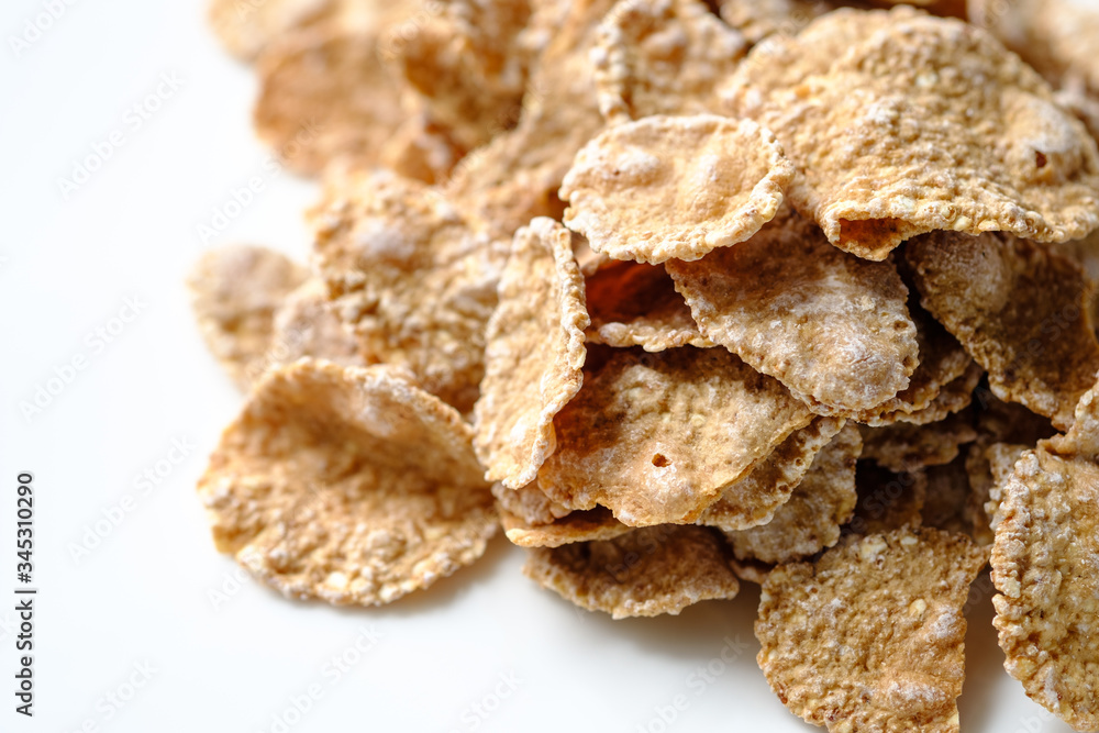 cereal flakes on a white background cereal flakes on a white background