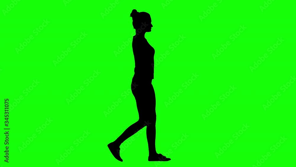Fit Woman Walking Green Screen Silhouette Fit Woman Walking Green Screen Silhouette
