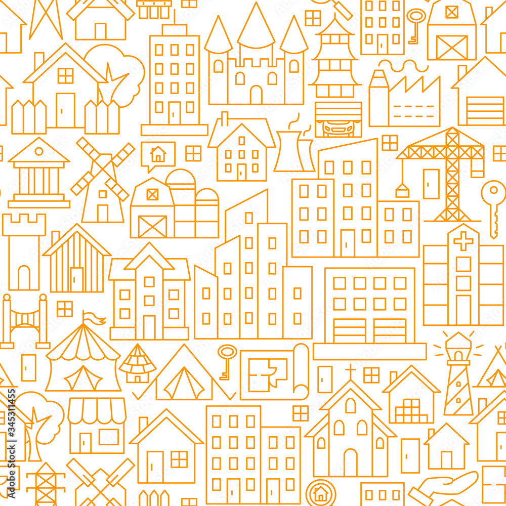 Building Line Seamless Pattern Building Line Seamless Pattern