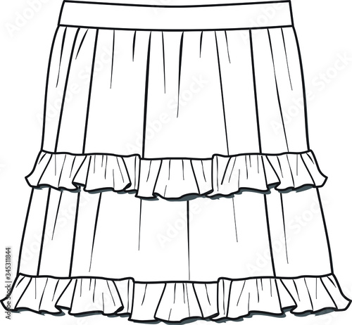 Skirt, Fashion Flat Sketches, apparel template