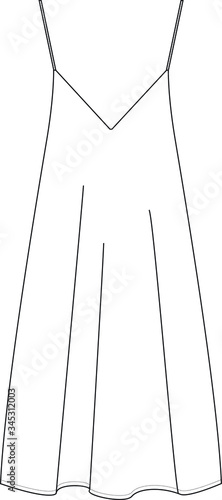 DRESS, Fashion Flat Sketches, Apparel Design Template. strappy dress