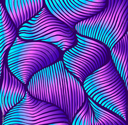 Vintage bright blue violet mother of pearl gradient color abstract waves background.