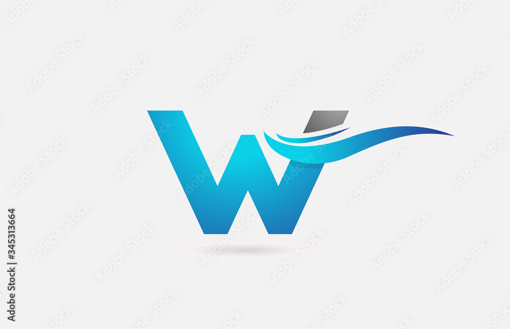 blue grey W alphabet letter logo icon for business and company with swoosh design blue grey W alphabet letter logo icon for business and company with swoosh design