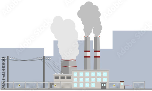 Thermal power station. Flat style vector illustration.