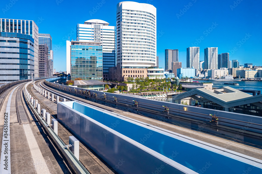 Japan Tokyo architecture. Trackless railway. Concept - travel around ...