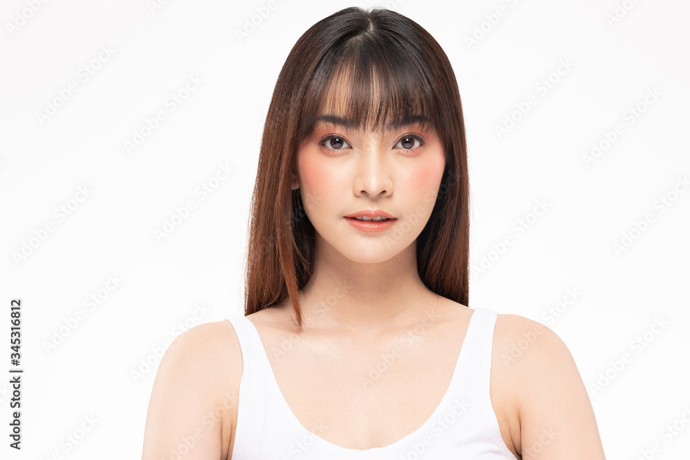 Beautiful Asian woman looking at camera smile with clean and fresh skin Happiness and cheerful with positive emotional,isolated on white background,Beauty Cosmetics and spa Facial treatment Concept Beautiful Asian woman looking at camera smile with clean and fresh skin Happiness and cheerful with positive emotional,isolated on white background,Beauty Cosmetics and spa Facial treatment Concept
