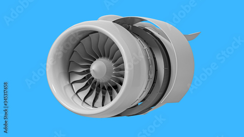 GE 90 Turbofan Airplane Engine Blue Background (ID: 345317658)