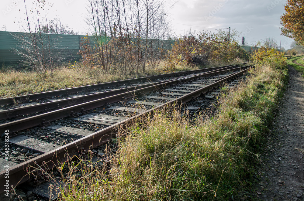 Obraz premium Eisenbahnschienen in Flensburg-Weiche
