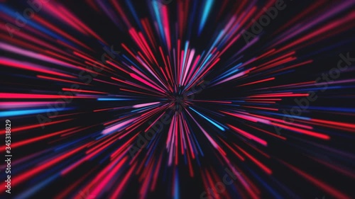 red and blue abstract fast zoom speed motion background tunnel 4k animation outer space.