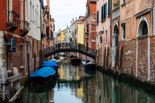 City scenery with canal in Venice, Italy 